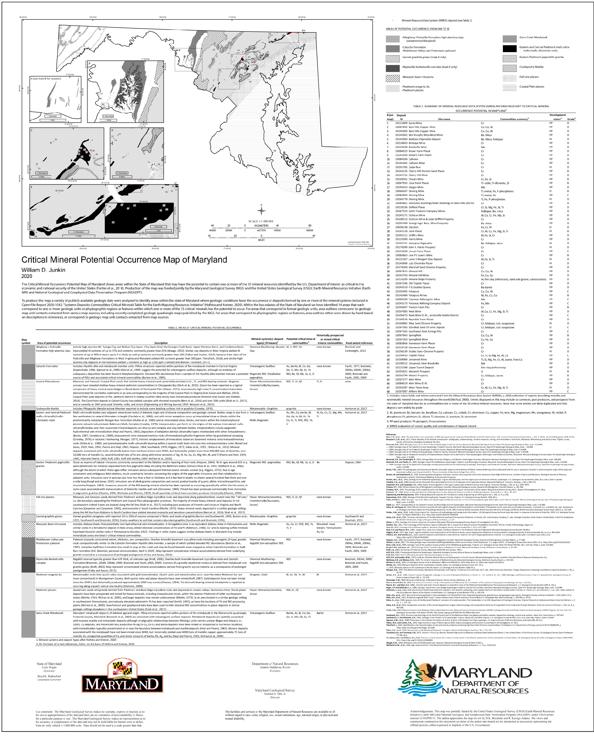 Maryland Critical Minerals Potential Map