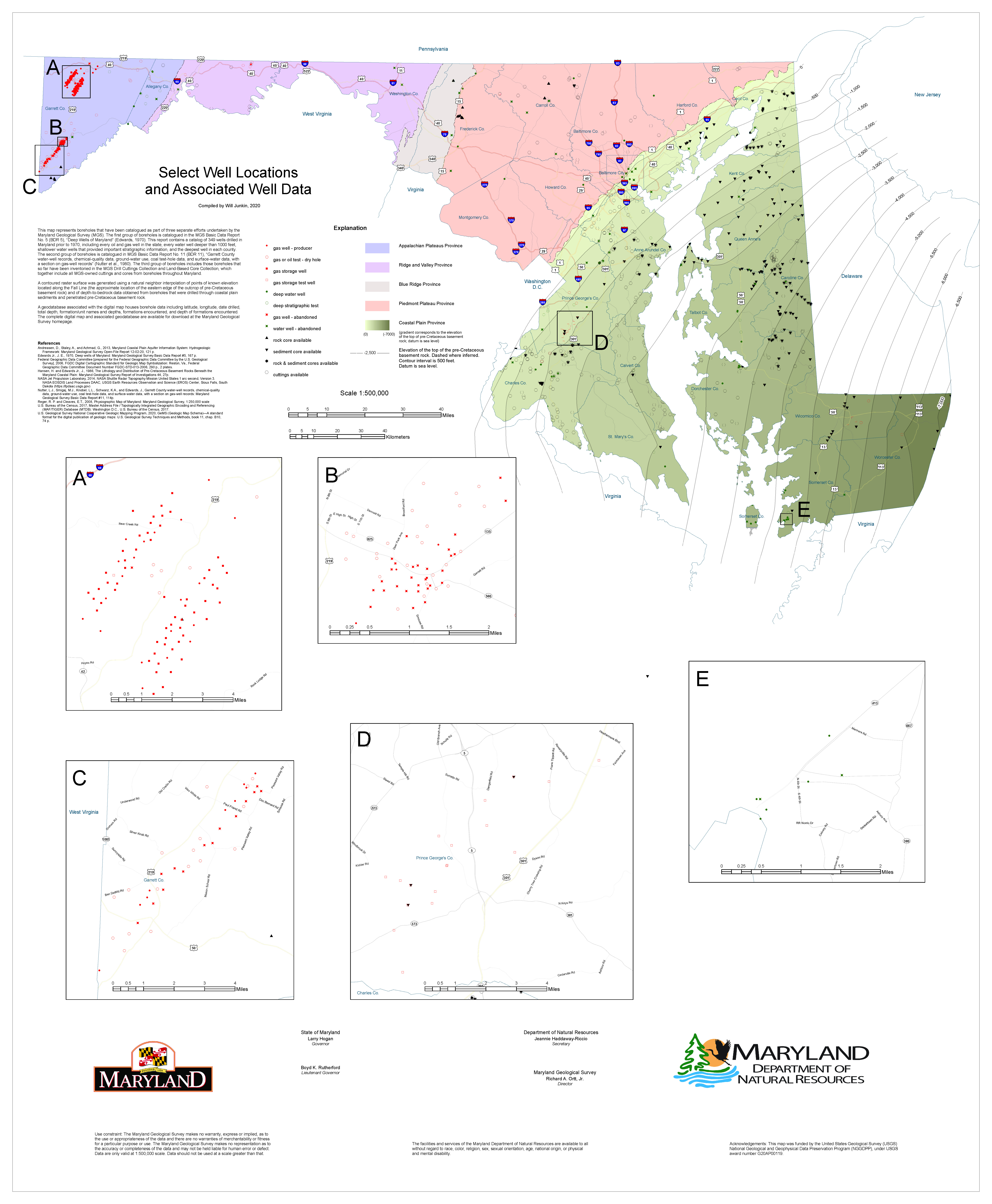 Select Well Locations and Associated Well Data